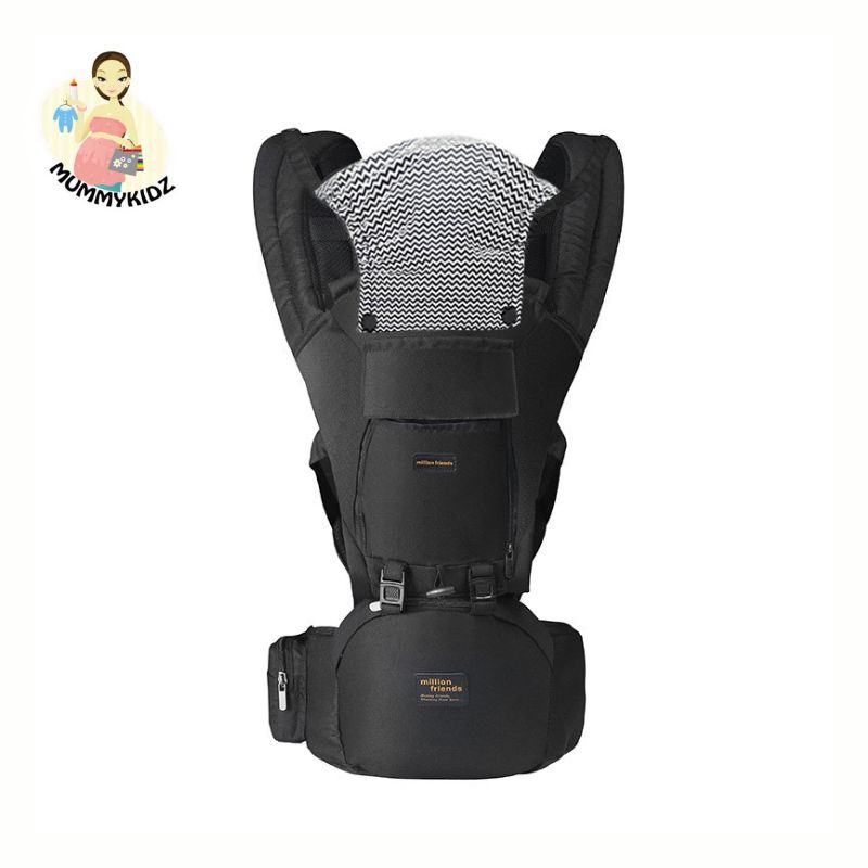 Mummykidz Baby Hip Seat Carrier (With Head Cover) - Black