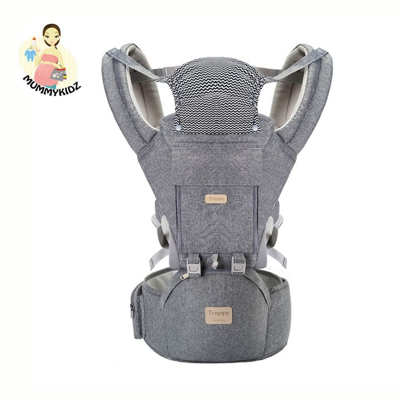 Mummykidz Baby Hip Seat Carrier (With Head Cover) - Grey