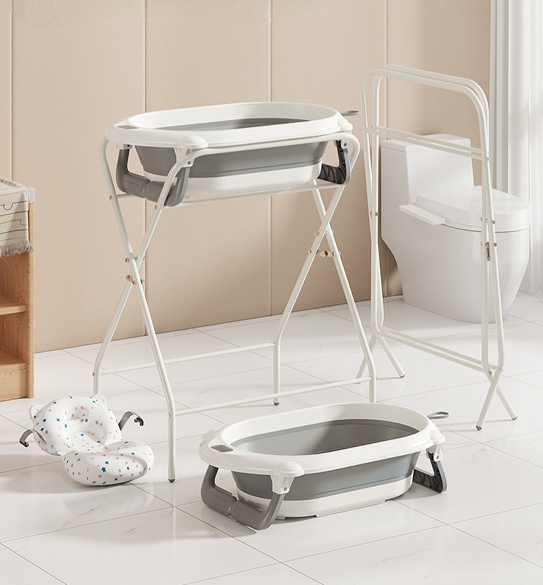 Mummykidz Bath Stand Set w/ Temperature Sensing Bath Tub & Bath Cushion