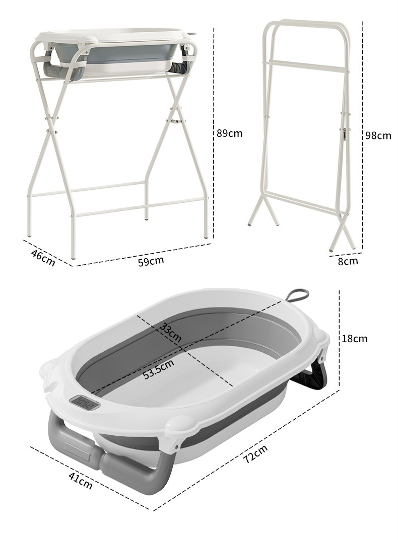 Mummykidz Bath Stand Set w/ Temperature Sensing Bath Tub & Bath Cushion