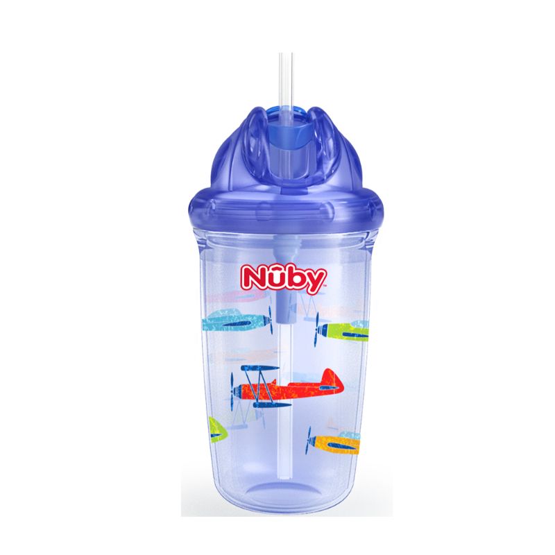 baby-fairNuby Flip-it Tritan Cup w/ Thin Silicone Straw & PE Straw 300ml