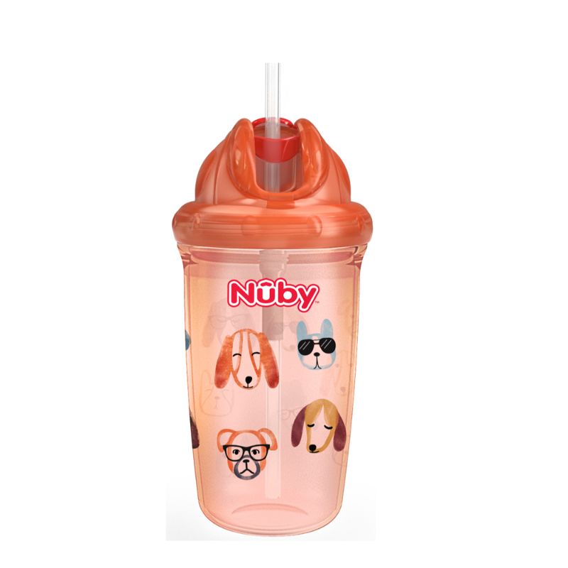 Nuby Flip-it Tritan Cup w/ Thin Silicone Straw & PE Straw 300ml