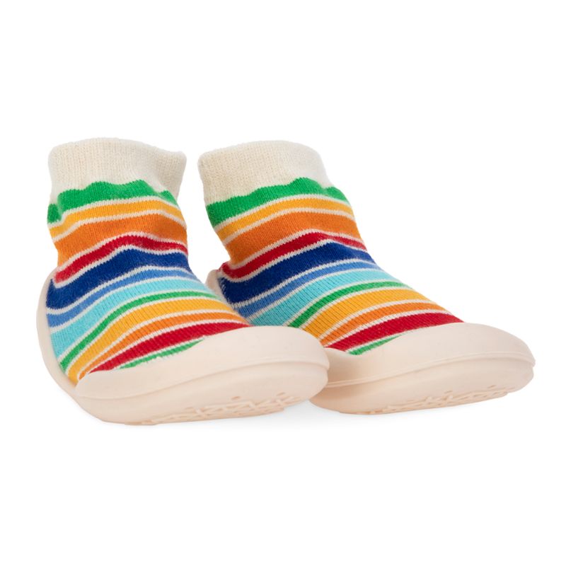 Nuby Snekz Sock & Shoe - White with Red Stripes