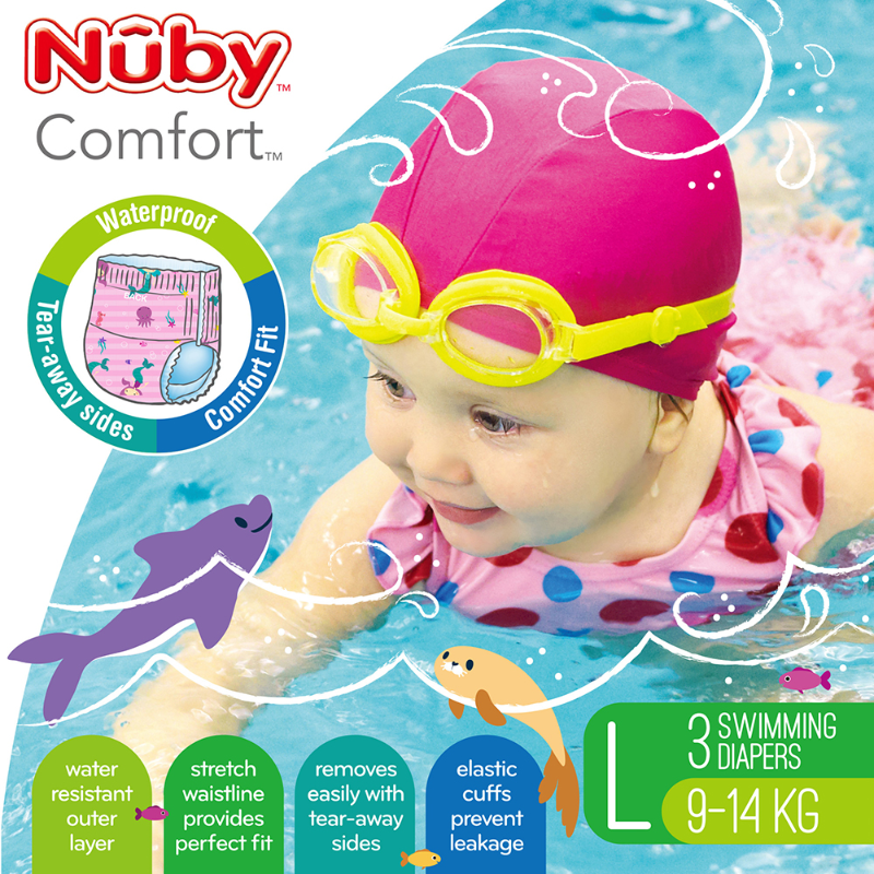 Nuby Printed Swimming Nappies (Pack of 3) for Girls