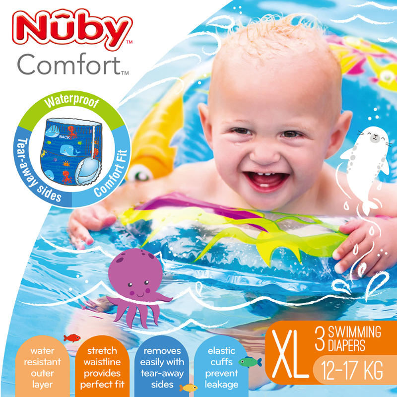 Nuby Printed Swimming Nappies (Pack of 3) for Boys