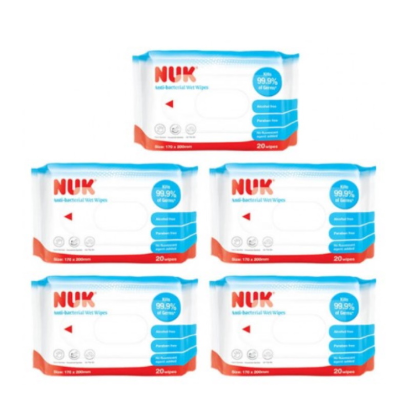 NUK Anti-Bacterial Wet Wipes (20pcs X 5) (NU40272623)