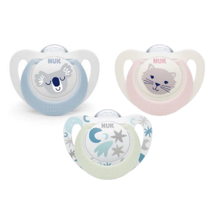 NUK Silicone Soother S1 Star Day & Night, 2/box (NU2175484)