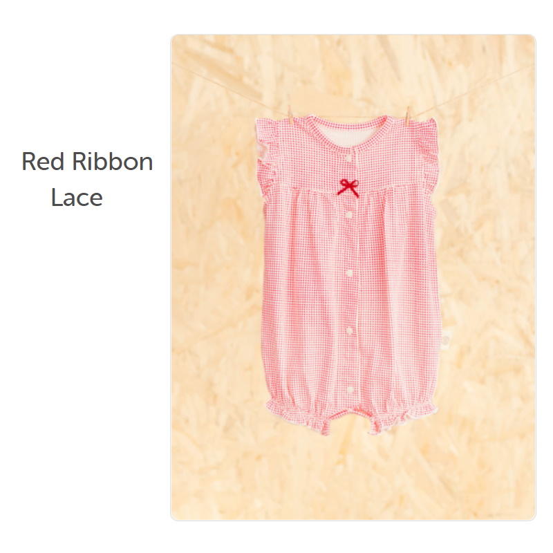 Nachuraru Sleeveless Lace Onesie with Red Ribbon 0-3 Months