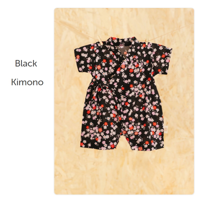 Nachuraru Black Kimono Onsie 0-18 Months