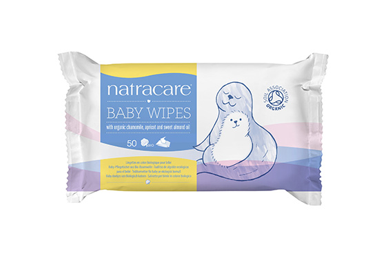 Natracare Baby Wipes with Organic Chamomile, Apricot & Sweet Almond Oil (50pcs)