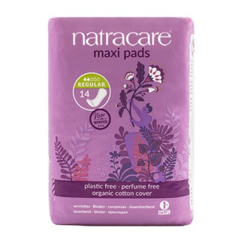 Natracare Maxi Pads with Organic Cotton Cover - Regular (4x14pcs)