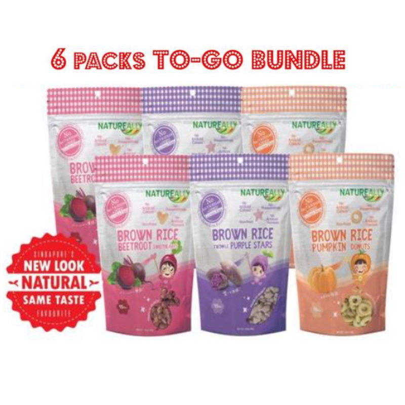 Natureally Brown Rice On The Go Puff 6x30g Bundle - Assorted (No Sugar, Salt & MSG Added)