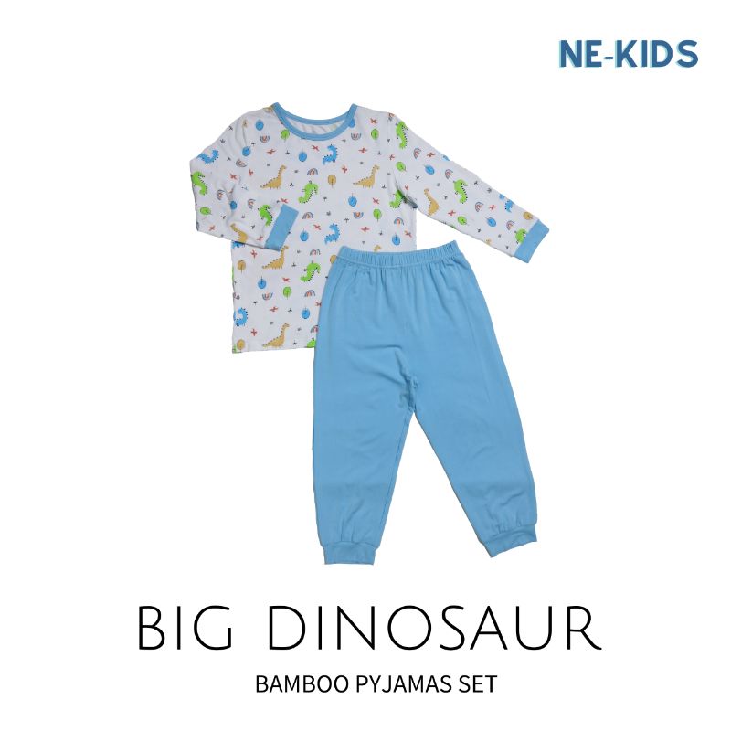 Ne-Kids Bamboo Pyjamas Set - Dino Blue (Sizes 9M-3Y)