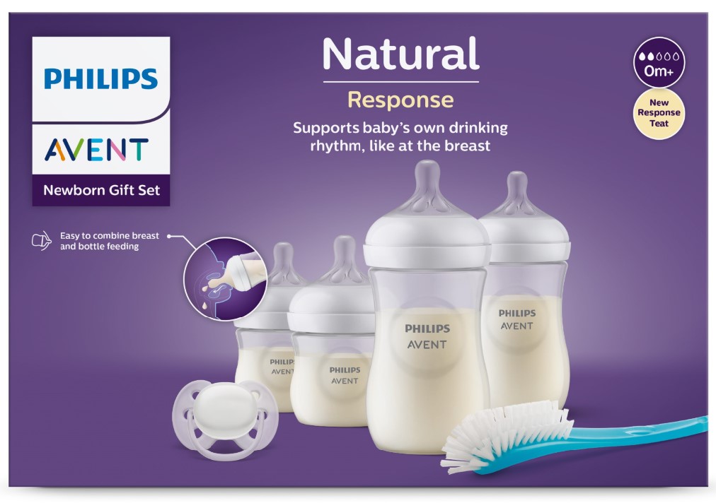 Philips Avent Natural Response Newborn Gift Set (4 Bottles + Soother + Brush) (SCD838/11)