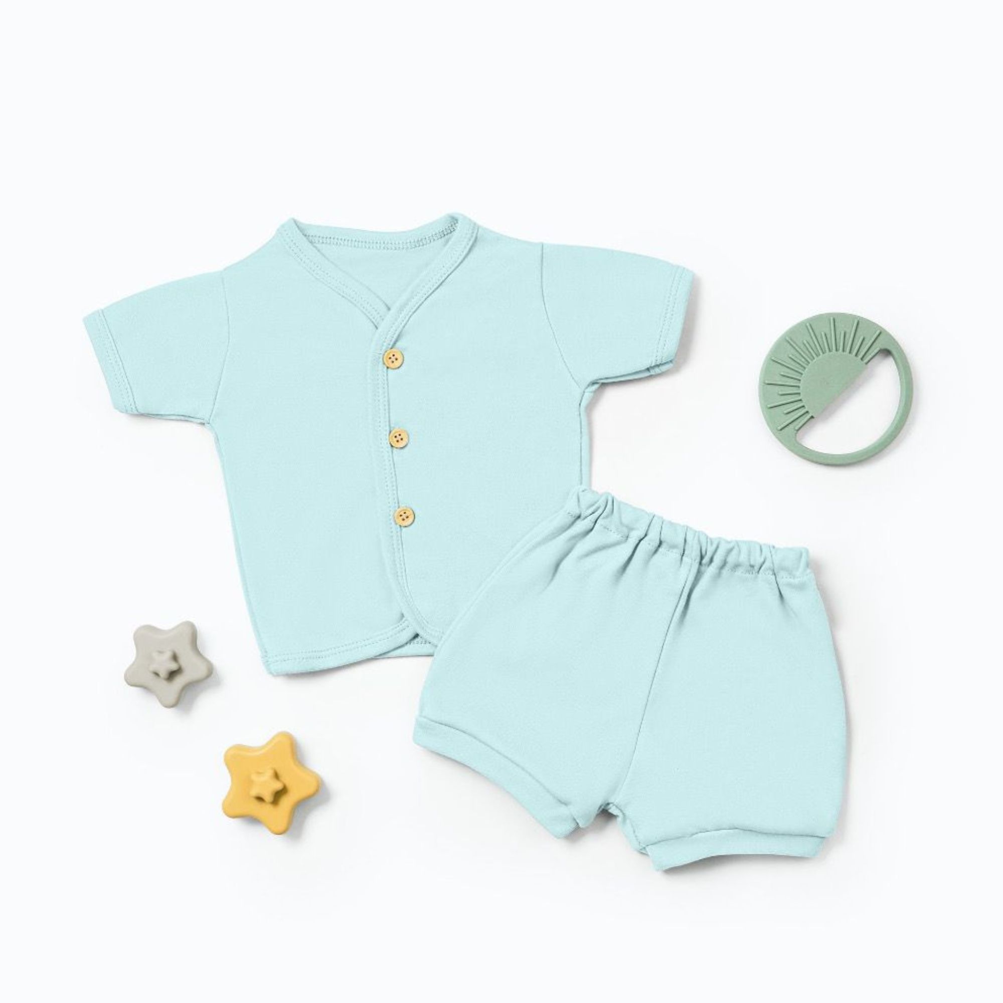 Nice Kids Short Sleeve Button-up Pajamas Set - Light Blue