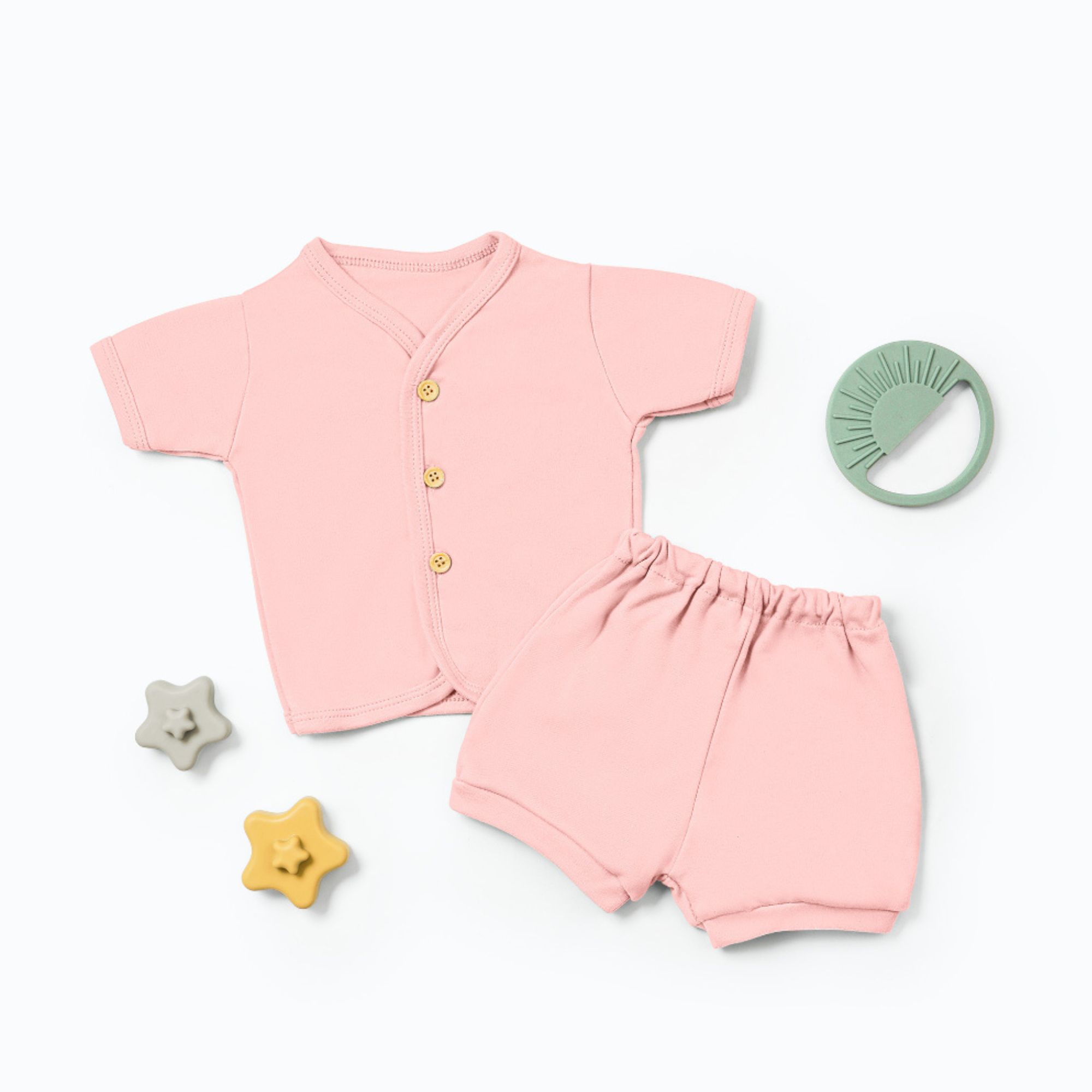 Nice Kids Short Sleeve Button-up Pajamas Set - Pink