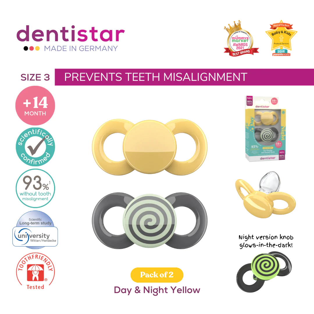 Dentistar Tooth-friendly Day & Night Pacifier Size 3 Set (14+ months)