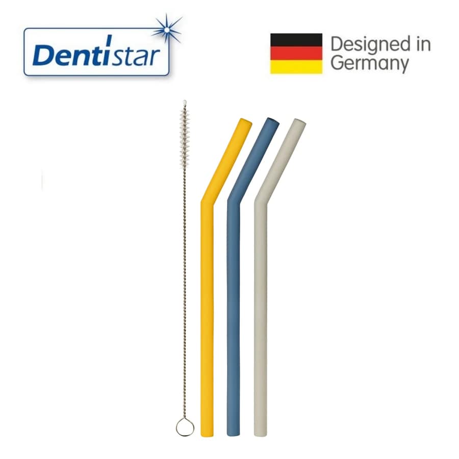 Dentistar Reusable Silicone Straws with Cleaning Brush