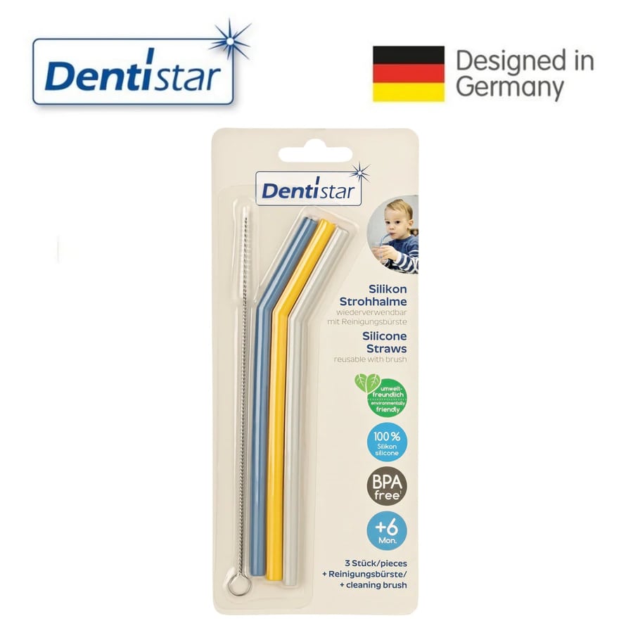 Dentistar Reusable Silicone Straws with Cleaning Brush