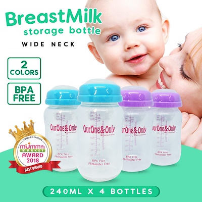 baby-fair OurOne&Only 240ml Wide Neck Storage Bottles (4pcs)