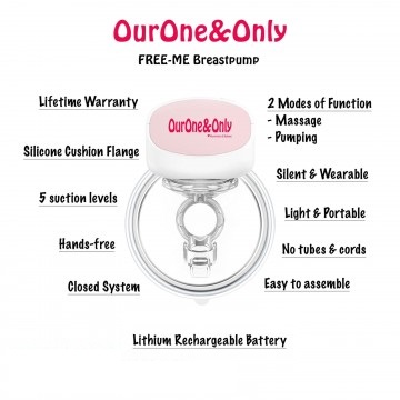 OurOne&Only FREE-ME Dual Breastpump Bundle (Breastpumps + Milkbags + Bottles + Ice Block + Carrier Bag)