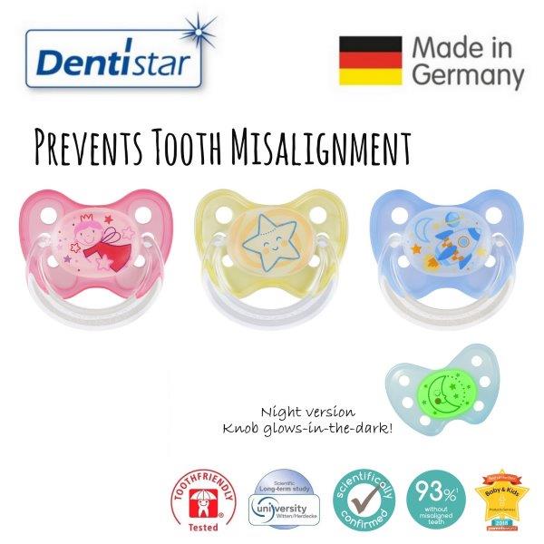 baby-fair Dentistar Tooth-friendly Flat Night Pacifier (6-14 months) size 2 with protective cap