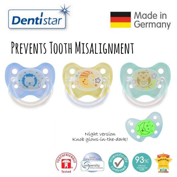 baby-fair Dentistar Tooth-friendly Flat Night Pacifier (14+ months) size 3 with protective cap