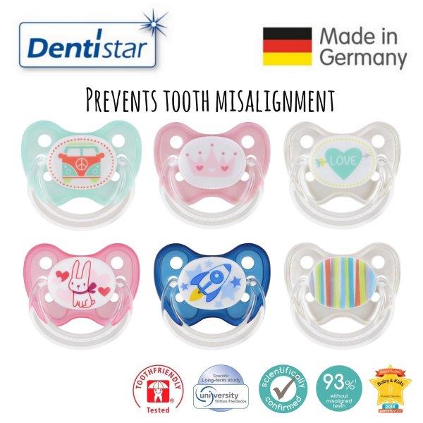 Dentistar Tooth-friendly Flat Pacifier (6-14 months) size 2 with protective cap