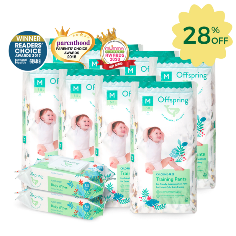 Offspring Chlorine-Free 8-Packs Diaper Bundle & Baby Plant-Based Wipes 80ct 2-Packs Bundle