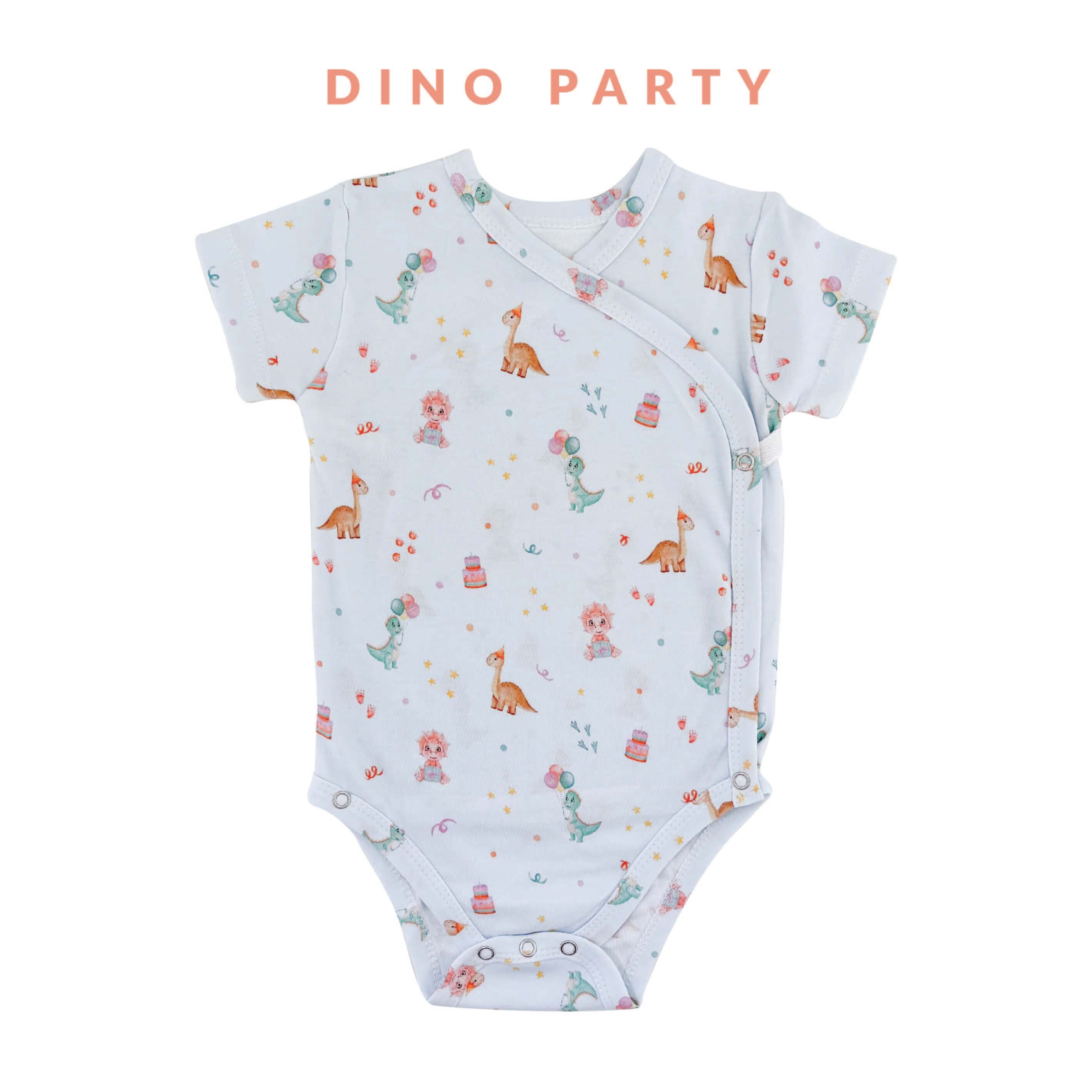 Happyrei Short Sleeve Kimono Onesies - Dino Party