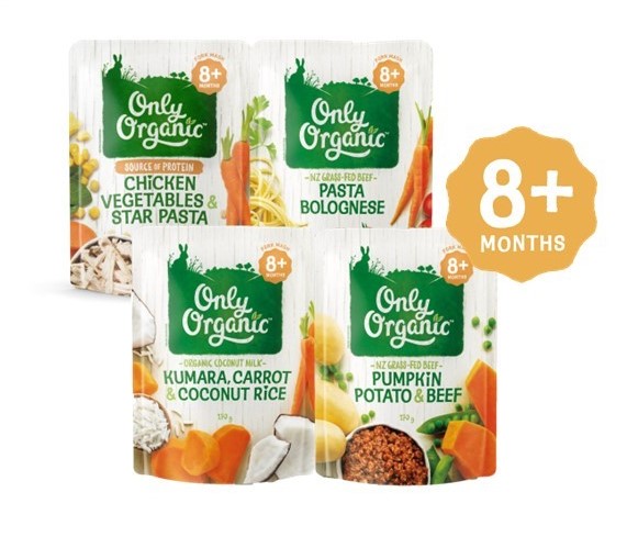 Only Organic 170g Savoury Pouches 8mths Buy 5 Get 1 Free!