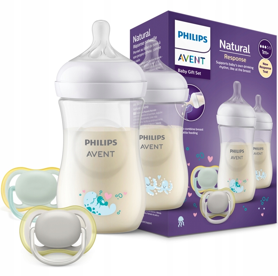 Philips Avent Natural Response Baby Gift Set - Sea Deco (2 Bottles + 2 Soothers) (SCD837/11)