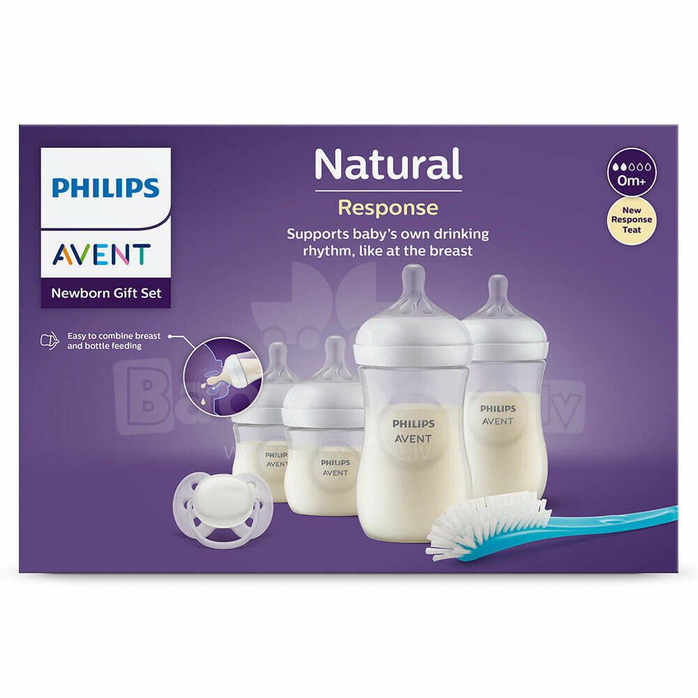 Philips Avent Natural Response Newborn Gift Set (4 Bottles + Soother + Brush) (SCD838/11)