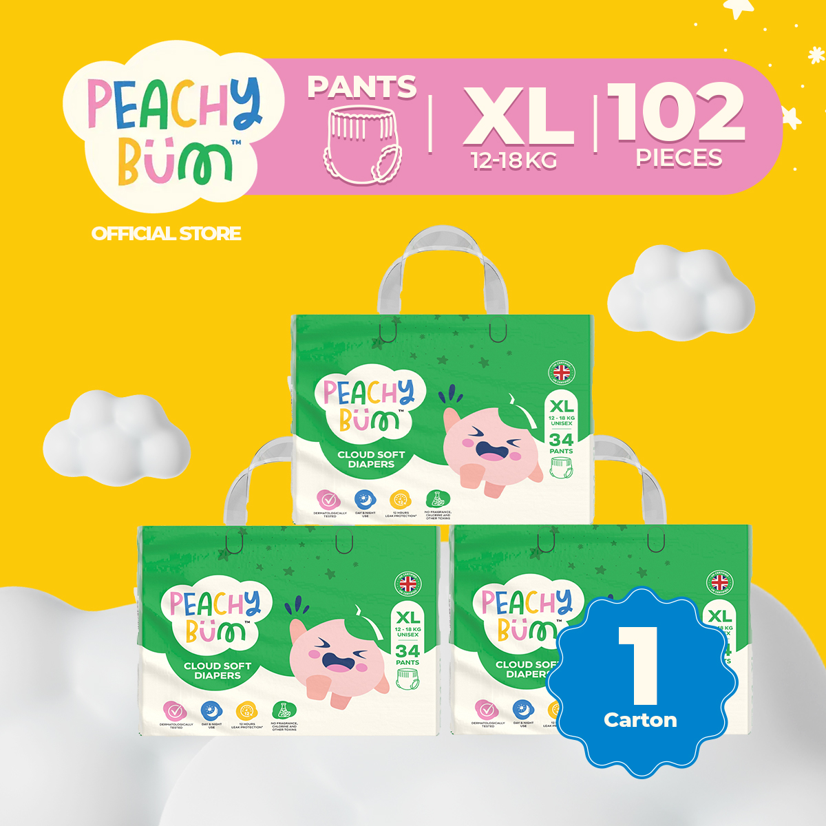 [Bundles] Peachy Bum Cloud Soft Diaper Tape/Pants - Assorted Sizes