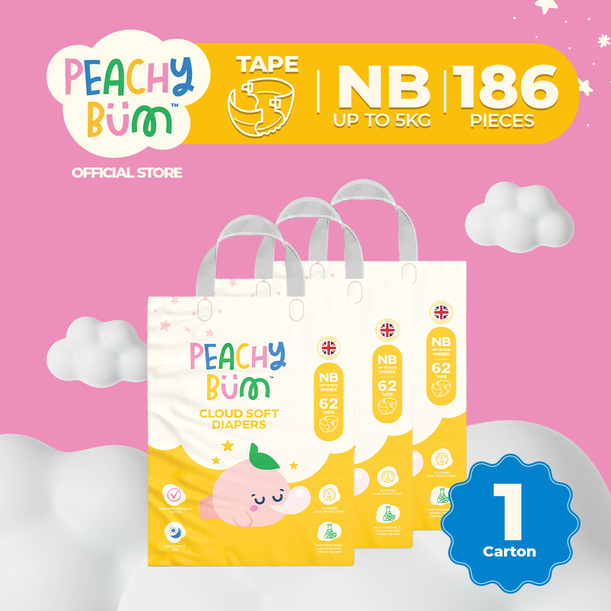 [Bundles] Peachy Bum Cloud Soft Diaper Tape/Pants - Assorted Sizes