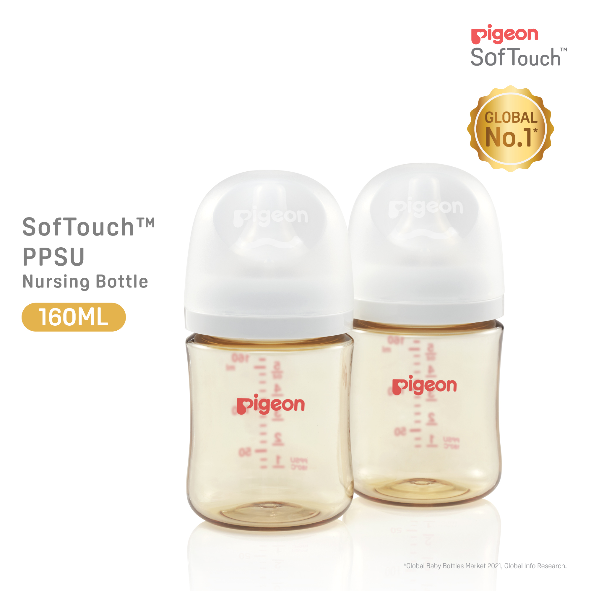 Pigeon SofTouch 3 Nursing Bottle Twin Pack PPSU 160ml (PG-79440)