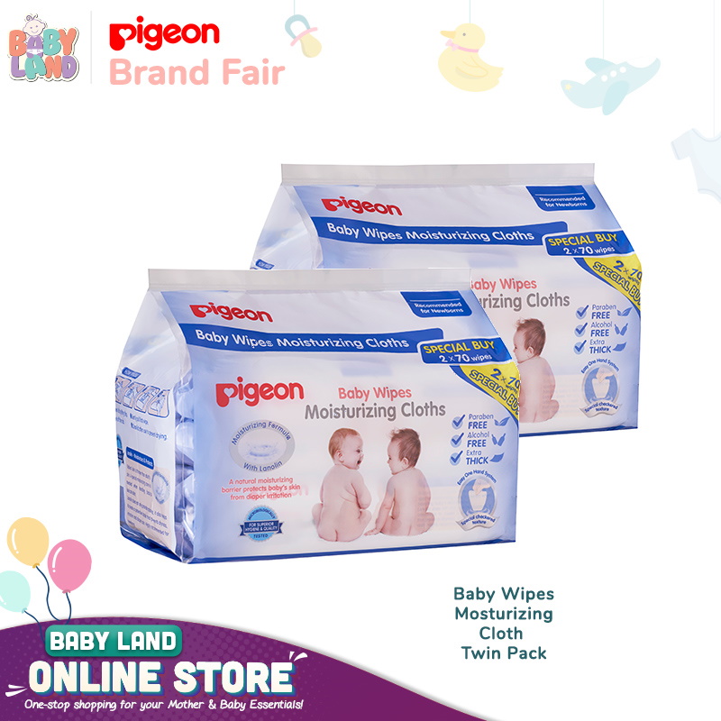 Pigeon Baby Wipes Mosturizing Cloth Twin Pack (Bundle Available)
