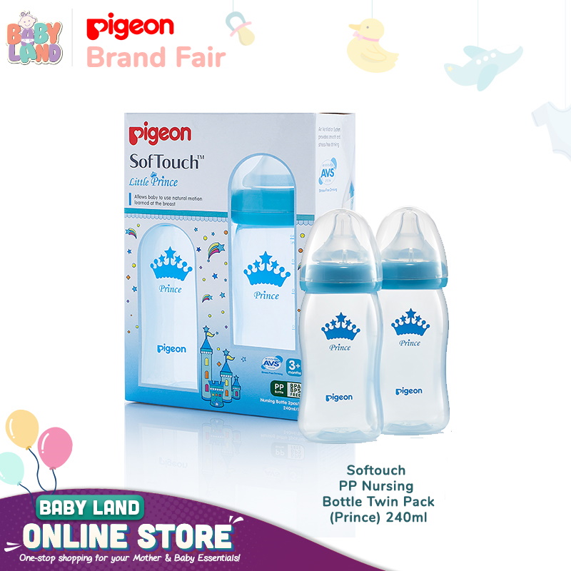 Pigeon Softouch PP Nursing Bottle Twin Pack (Prince / Princess) 240ml