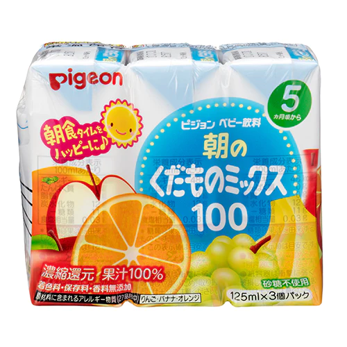 Pigeon Baby Juice Mixed Fruit 100% 125ml X 3 (JP)