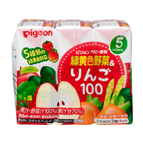 Pigeon Baby Juice Vegetable & Apple 100% 125ml X 3 (JP)