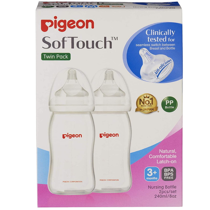 baby-fair Pigeon SofTouch Nursing Bottle Twin Pack PP 240ml (M) (PG-78495)