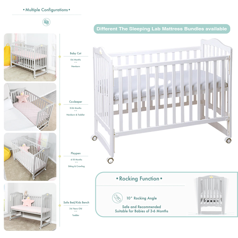 Limited-Time Offer! Palette Box Sweet Dreams 7-in-1 Convertible Baby Cot (With The Sleeping Lab Mattress Bundles)