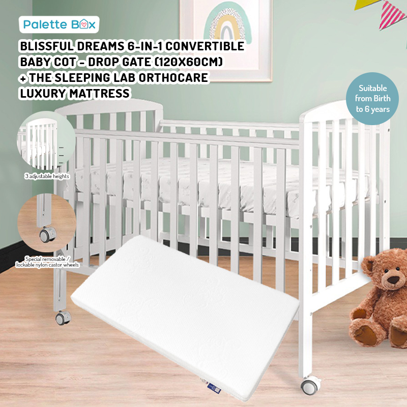 Palette Box Blissful Dreams 6-in-1 Baby Cot + The Sleeping Lab Mattress Bundles