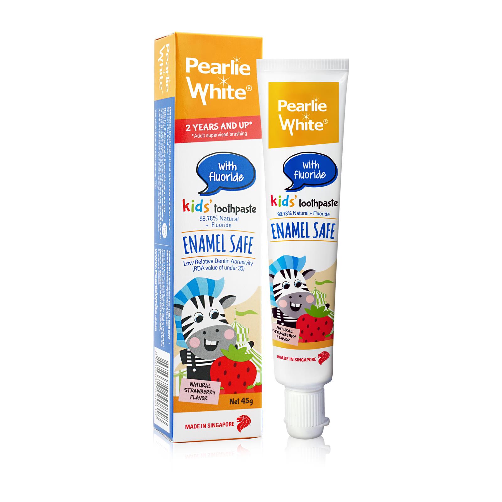 Pearlie White Enamel Safe Kids Strawberry Toothpaste (With Fluoride) 
