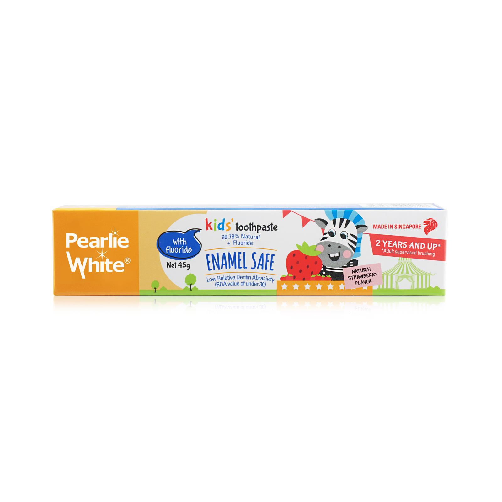Pearlie White Enamel Safe Kids Strawberry Toothpaste (With Fluoride) 