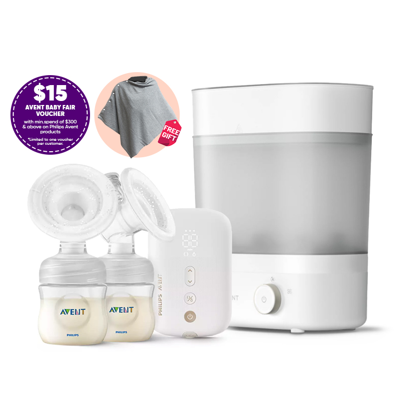 Philips Avent Double Electric Breast Pump (SCF398/11) Bundle with $15 AVENT VOUCHER (Min. purchase of $300)