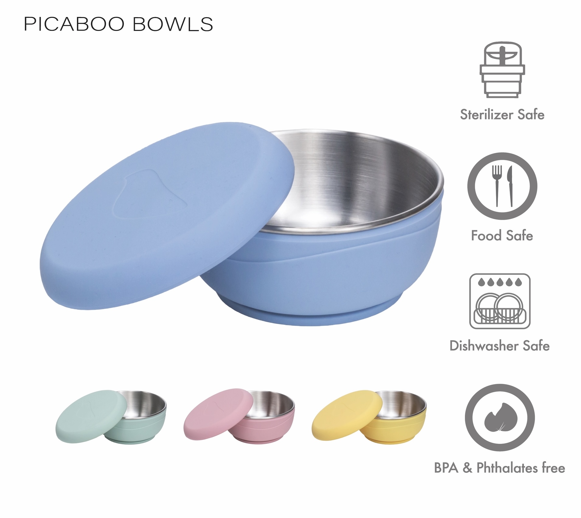 CYD Terra PICABOO Kids Stainless Steel Bowl Set (4 Piece Set)