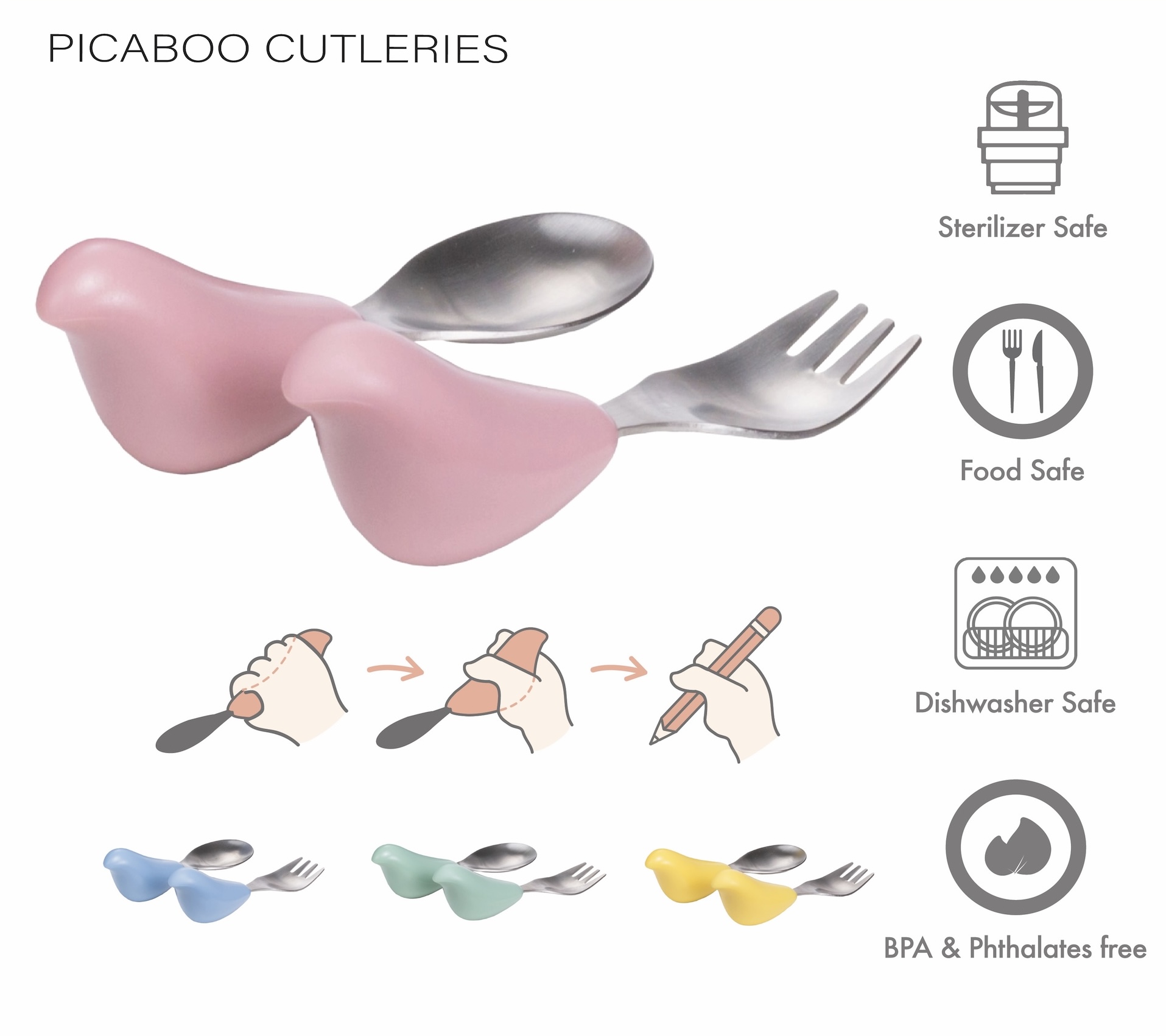 CYD Terra PICABOO Kids Ergonomic Learning Spoon and Fork Set