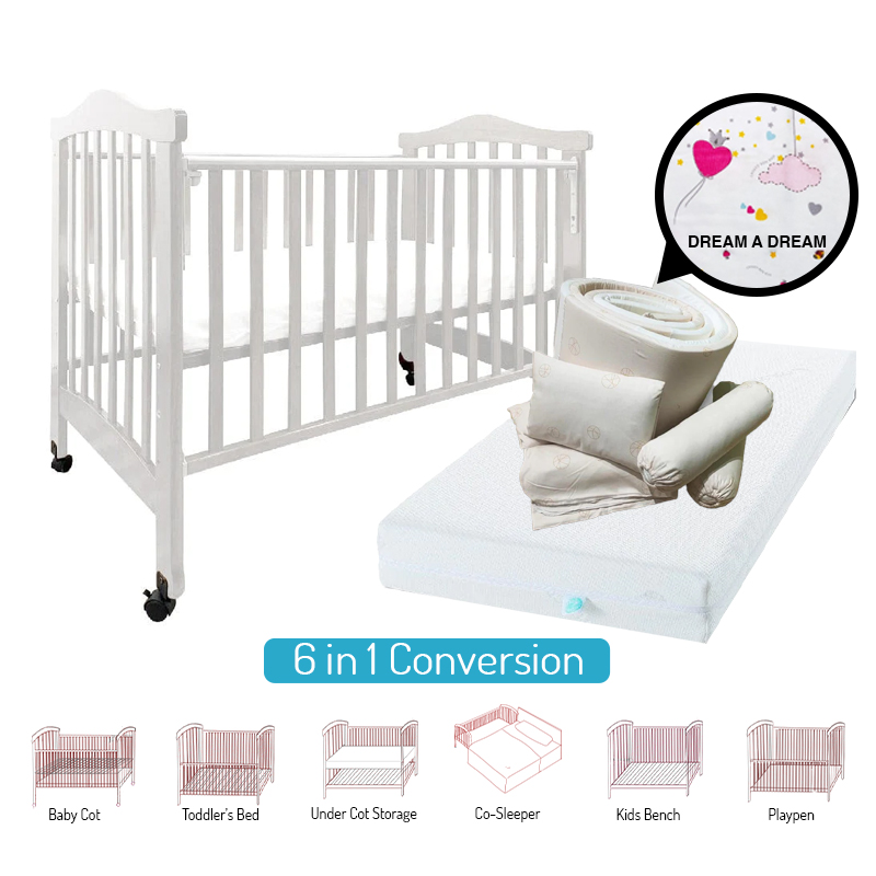 Picket & Rail The Ultimate Baby Cot + Bedding + Mattress Bundle