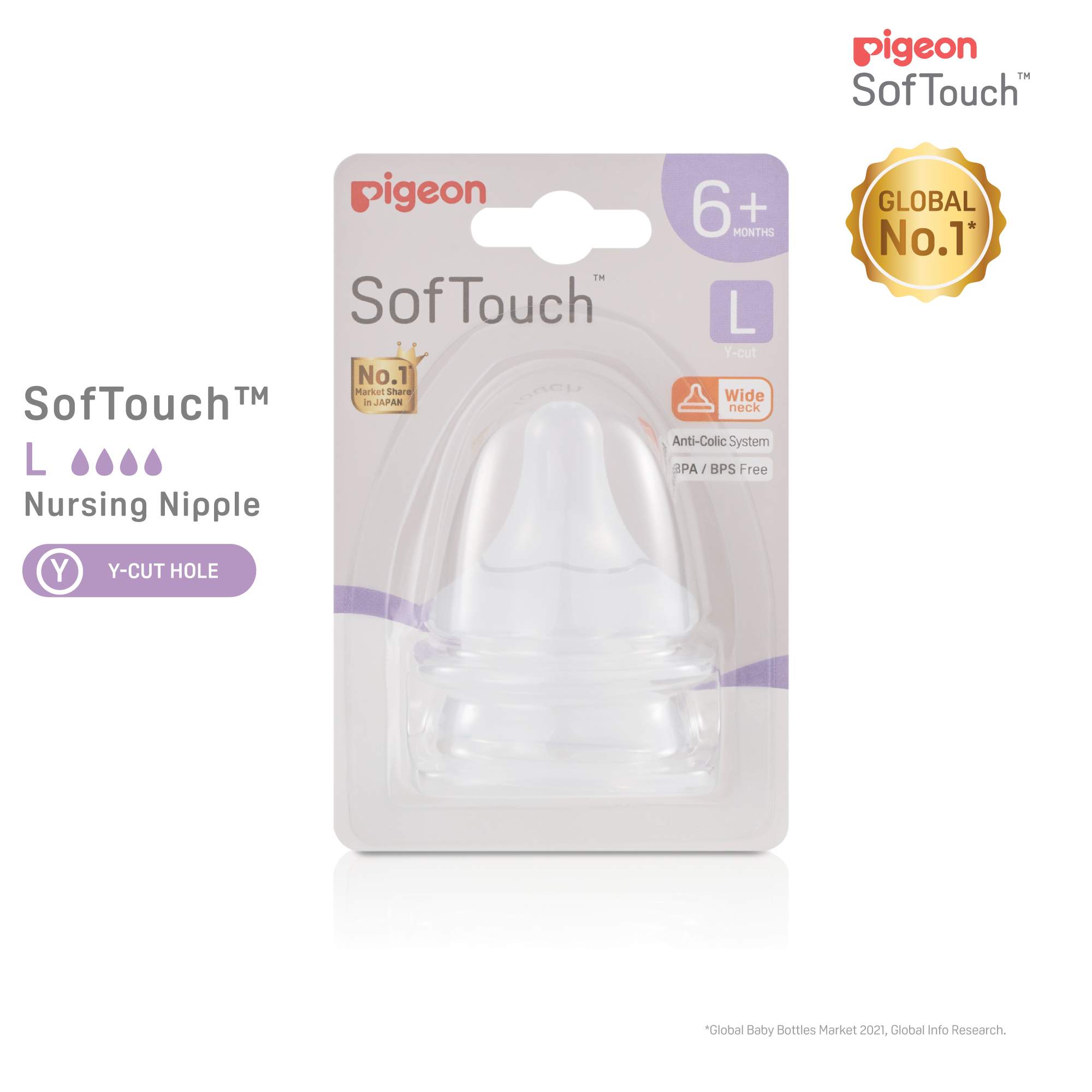 Pigeon SofTouch 3 Nipple Blister Pack 2pcs (L) (PG-79464)